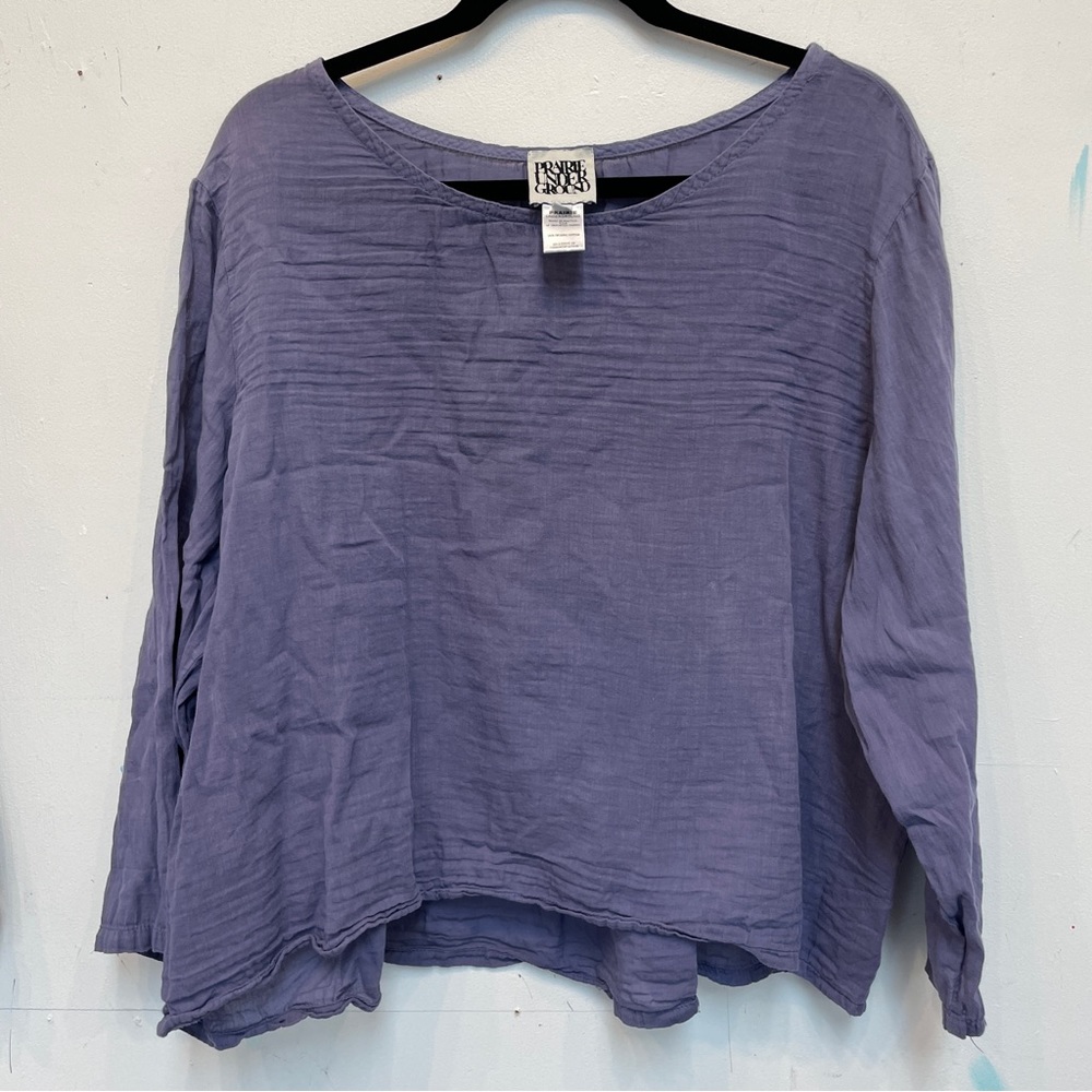 prairie underground flowy shirt. was white- i dyed purple/ in great condition